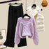 Three-piece Vest Thickened Sweater Wide-leg Pants Women&