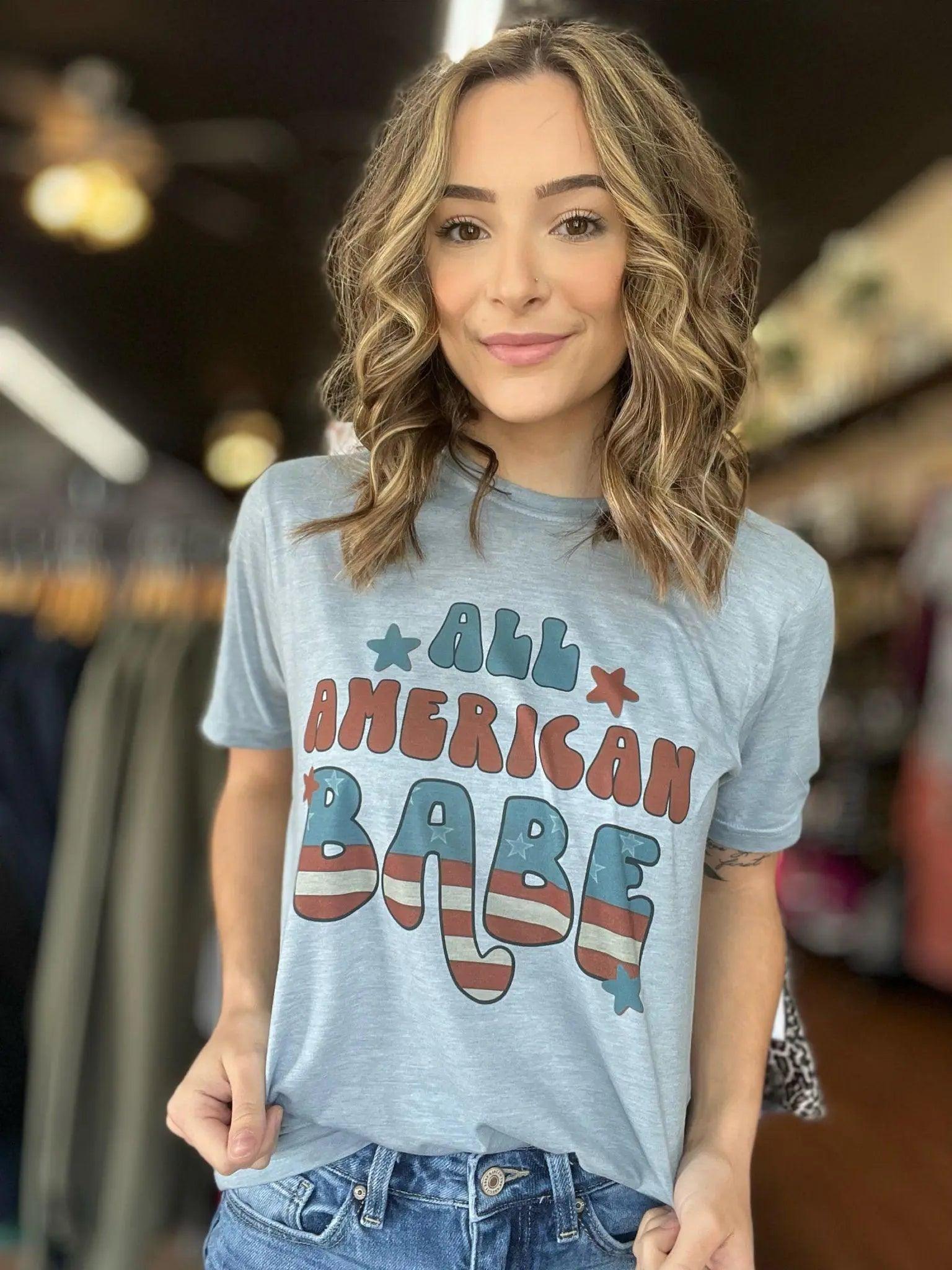 American Babe T-shirt-All American Babe T-Shirt-shopluxelook.store