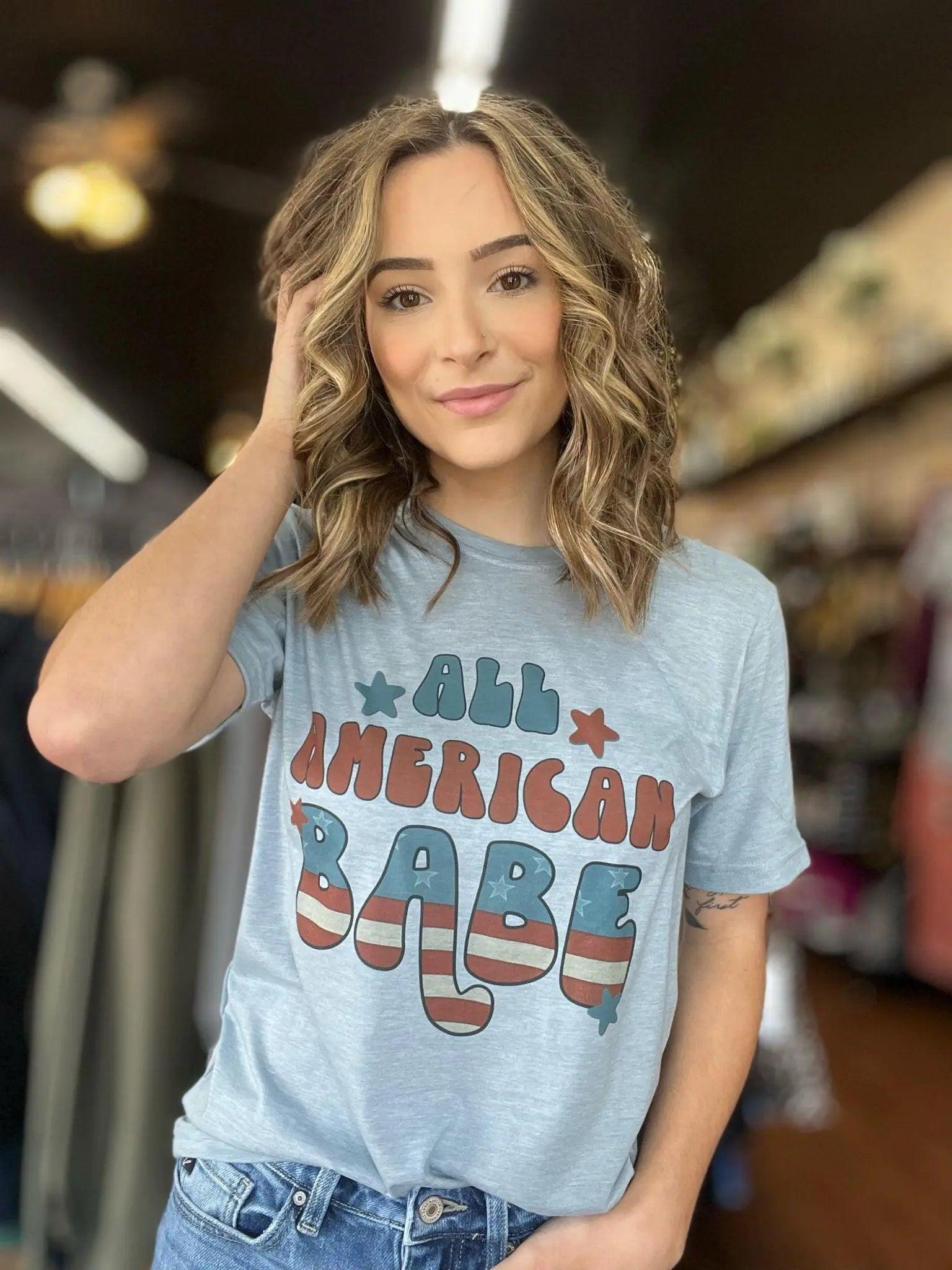 American Babe T-shirt-All American Babe T-Shirt-shopluxelook.store