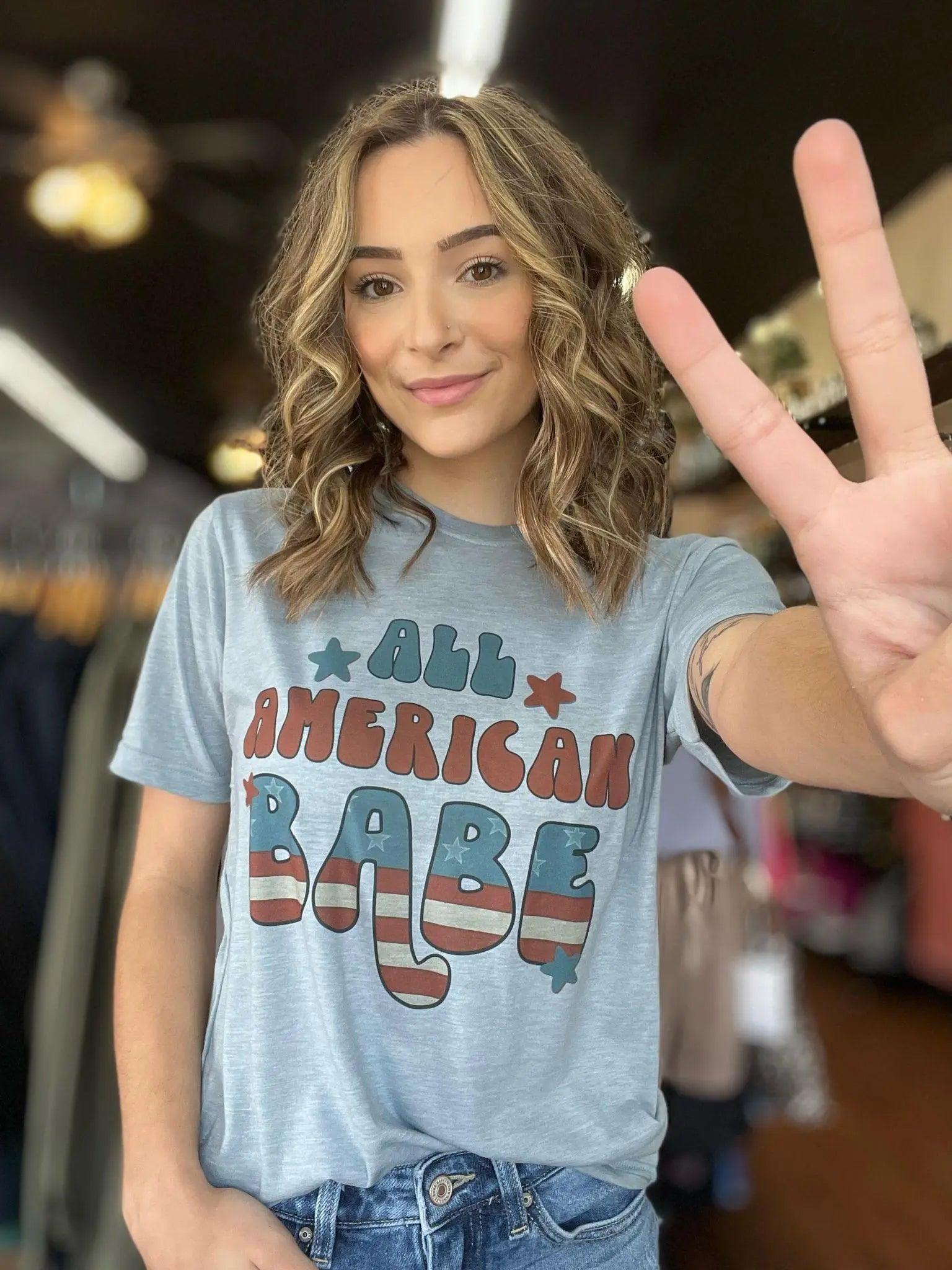 American Babe T-shirt-All American Babe T-Shirt-shopluxelook.store