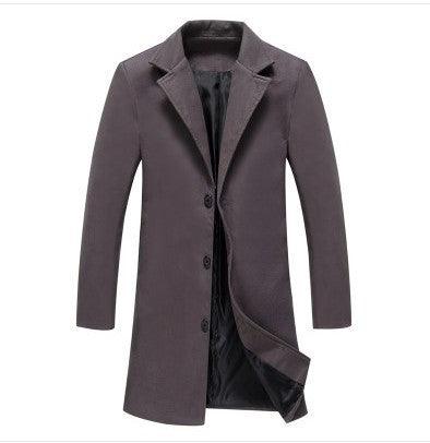 mens woolen coat-Autumn And Winter New Mens Solid Color Casual Business Woolen Coats-shopluxelook.store