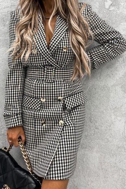 Blazer dress pied de poule-BLAZER DRESS PIED DE POULE-shopluxelook.store