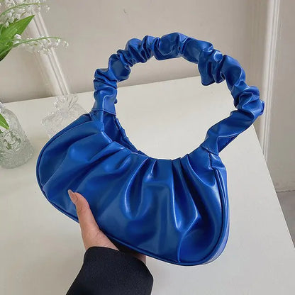 Fashion Cloud Pleated Handbags - Dark Blue A