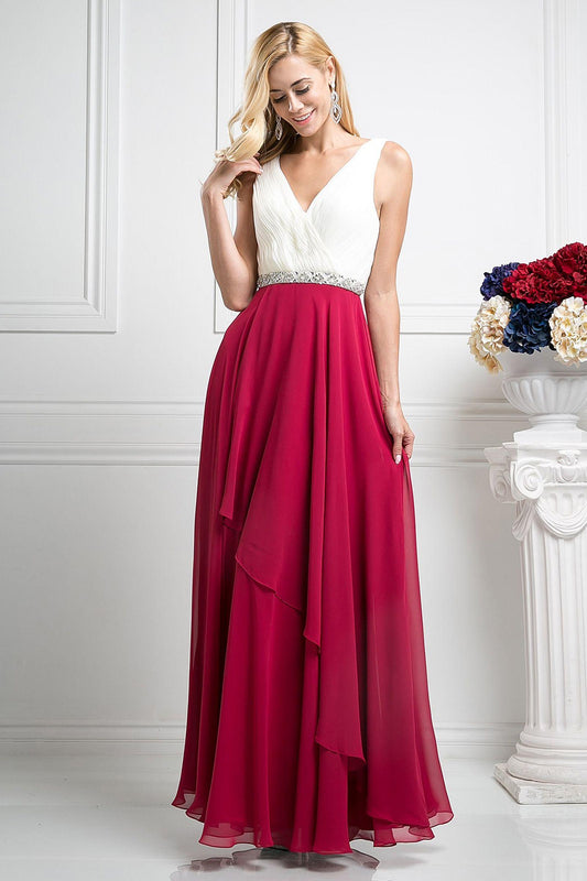 Beaded Belt Chiffon A - Line Dress-shopluxelook.store