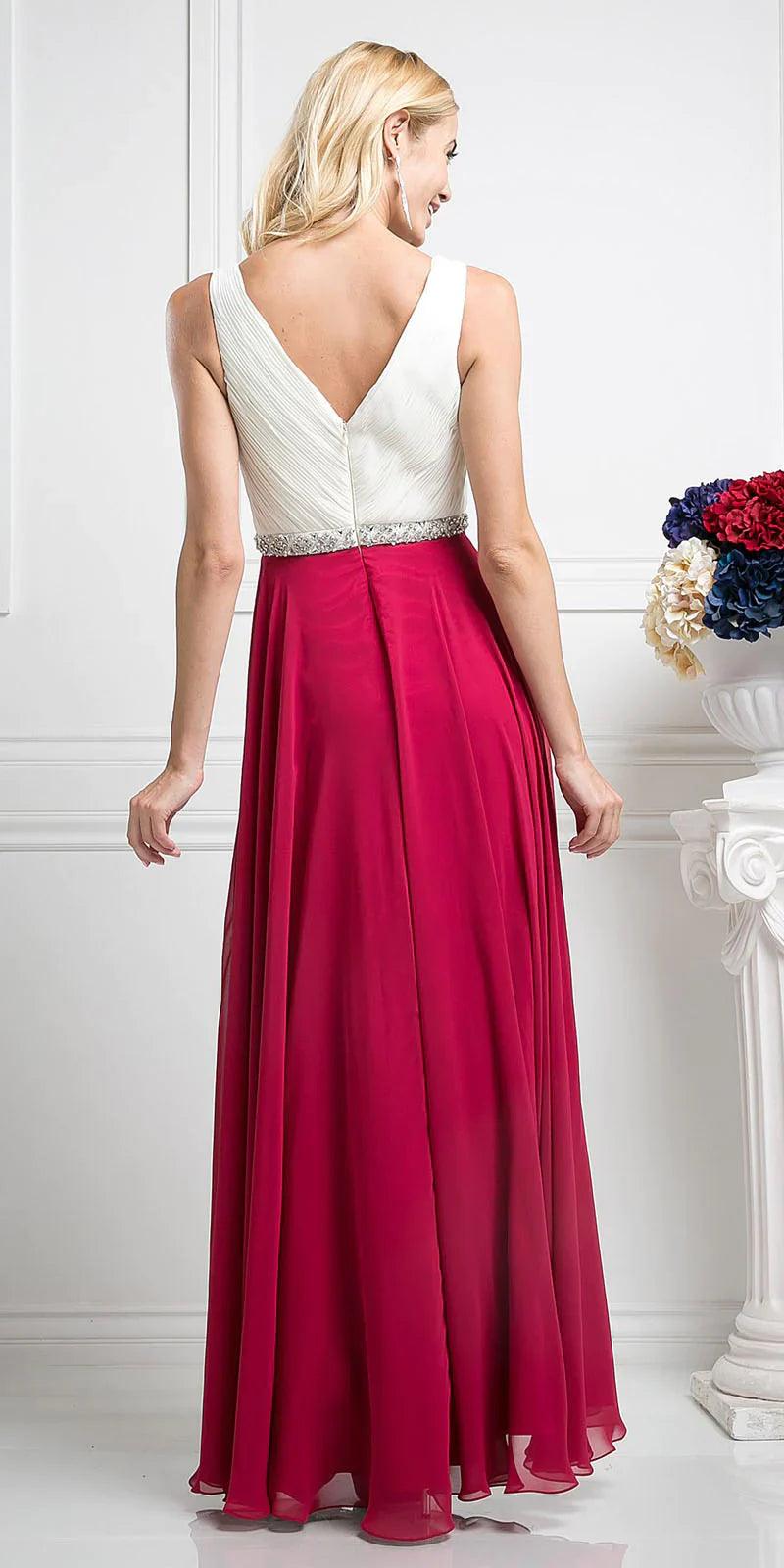 sleeveless halter neck dress-Beaded Belt Chiffon A - Line Dress-shopluxelook.store