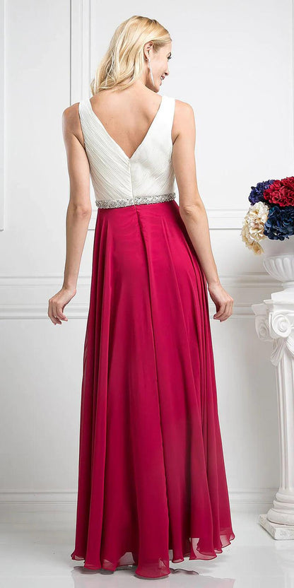 Beaded Belt Chiffon A - Line Dress-shopluxelook.store