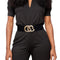 Belt Black Wide Gold C Buckle Stretch Belt Women-shopluxelook.store