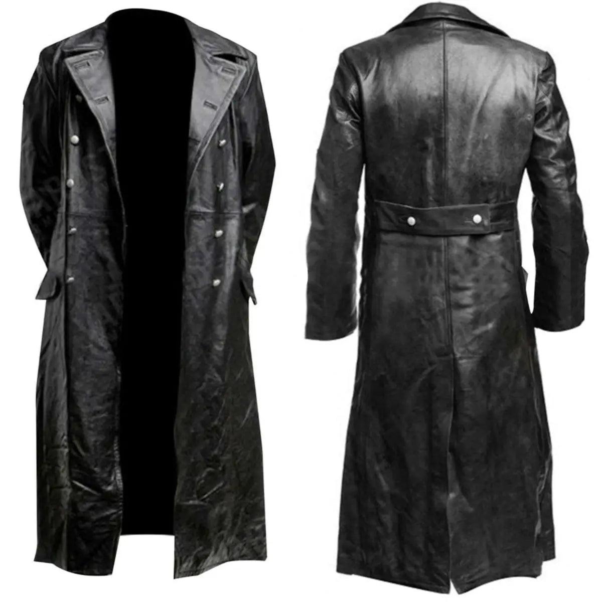 black leather trench coat-Black Leather Trench Coat-shopluxelook.store