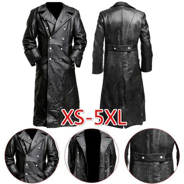 black leather trench coat-Black Leather Trench Coat-shopluxelook.store