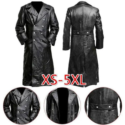 Black Leather Trench Coat-shopluxelook.store