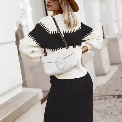 Black Pullover Sweater Set Internet Celebrity Knitted-shopluxelook.store