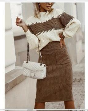 Black Pullover Sweater Set Internet Celebrity Knitted-shopluxelook.store