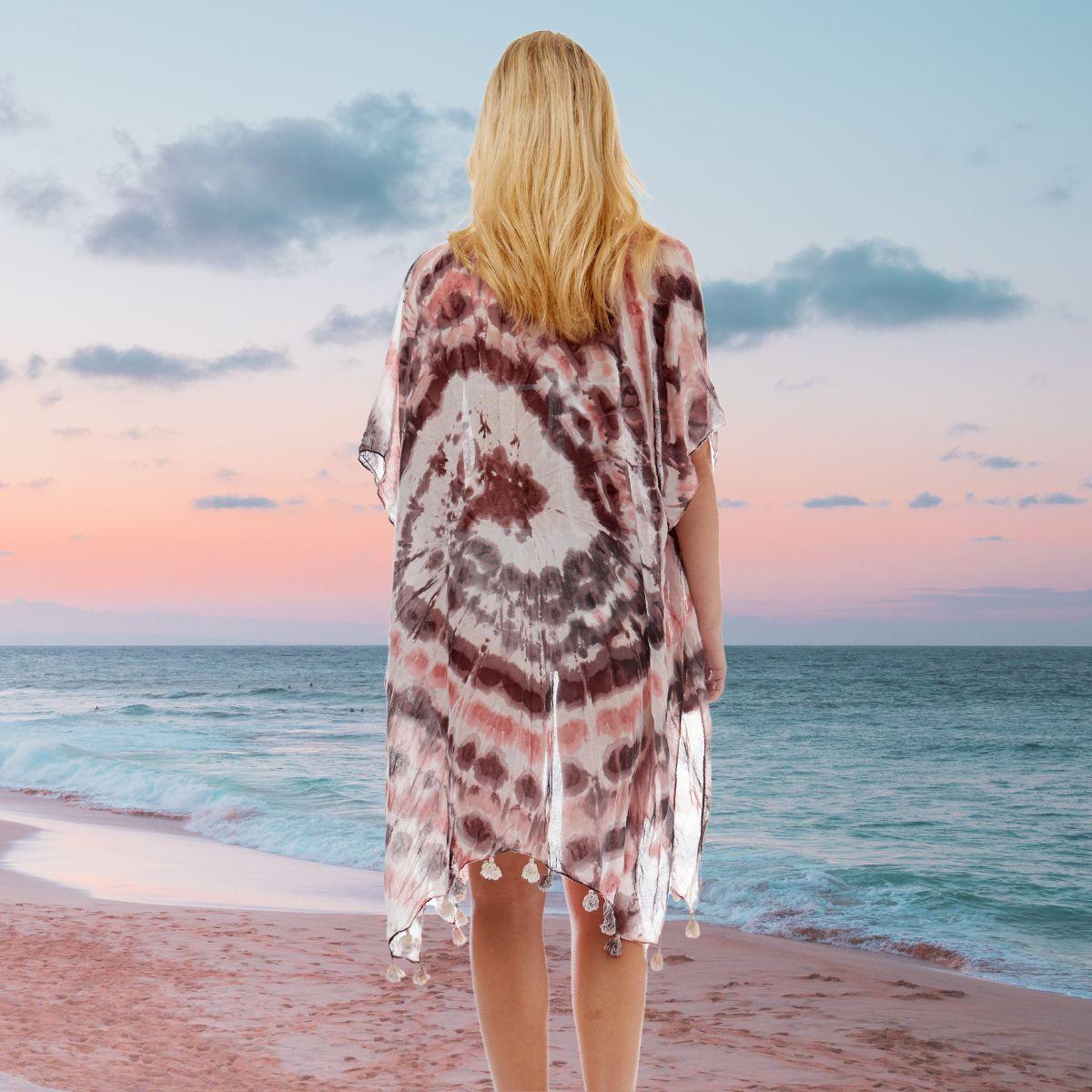 Black and Pink Tie Dye Beach Cover Up-shopluxelook.store