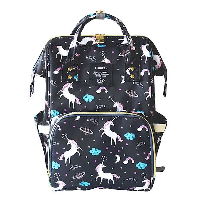 Fashion Maternity Nappy Bag - Black Unicorn