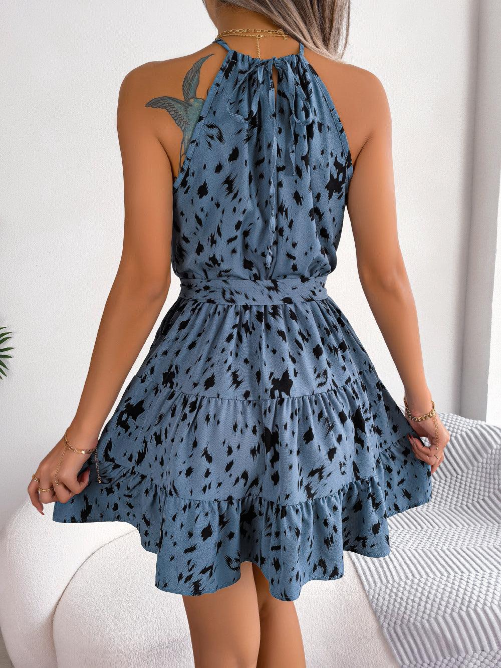 Casual Leopard Print Ruffled Swing Dress Summer Fashion Beach Dresses Women-shopluxelook.store