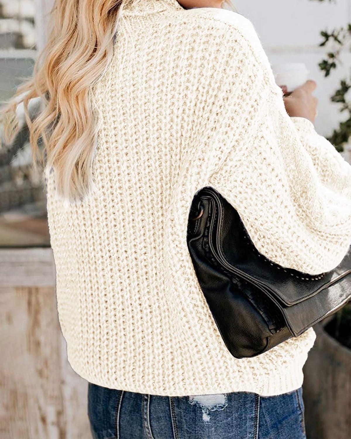 Chic Balloon Sleeve Oversized Turtleneck Sweater - Cozy Winter Pullover-shopluxelook.store