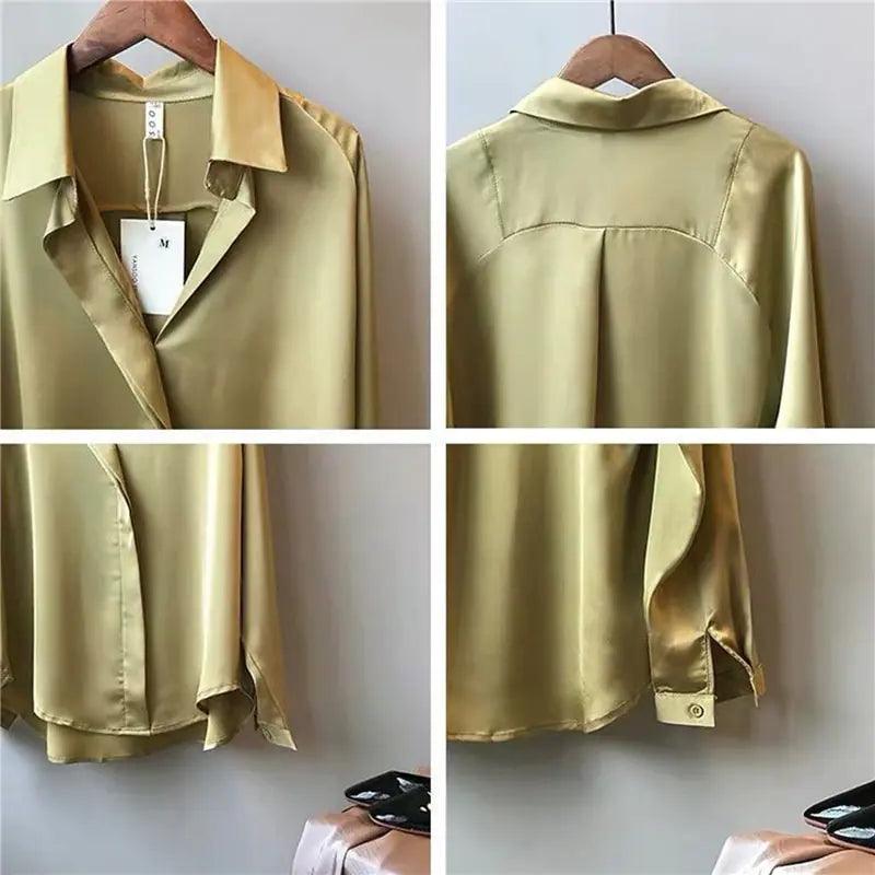 chic silk blouse-Chic V-Neck Silk Blouse-shopluxelook.store