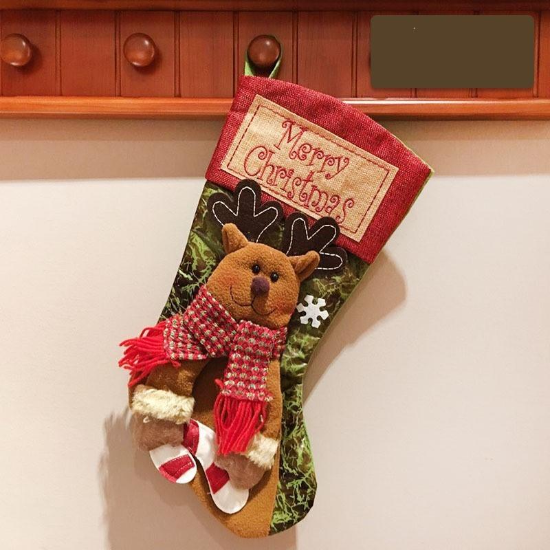 Christmas Stocking Socks Snowman Santa Elk Xmas Fireplace Xmas Tree Ornaments New Year Candy Bag Gift Christmas Decor-shopluxelook.store