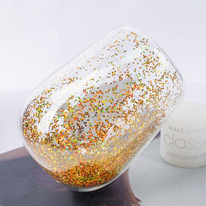 Christmas Tree Cups Heat Resistant Double Layer Flowing Sequins Christmas Cup Household Handwork Cartoon Christmas Trees Tumbler Kitchen Gadgets-shopluxelook.store