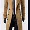 Men's Long Trench Coat - Khaki / Medium