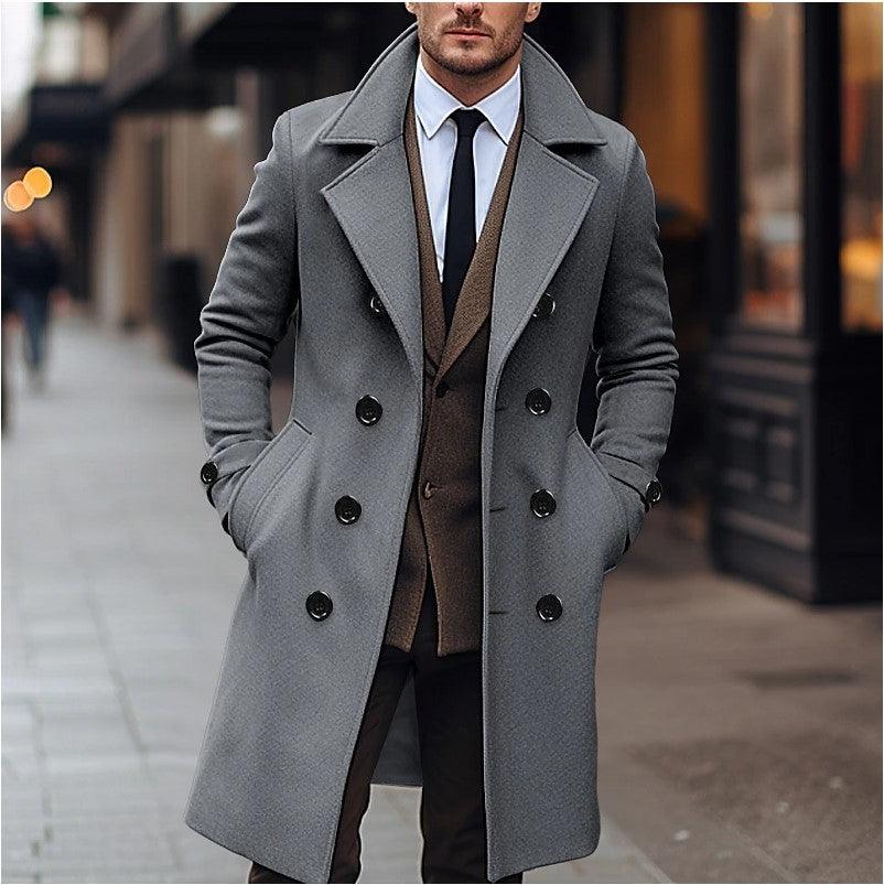 Fall Winter Men Woolen Coat Double Breasted Long-shopluxelook.store