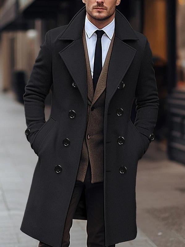 Fall Winter Men Woolen Coat Double Breasted Long-shopluxelook.store