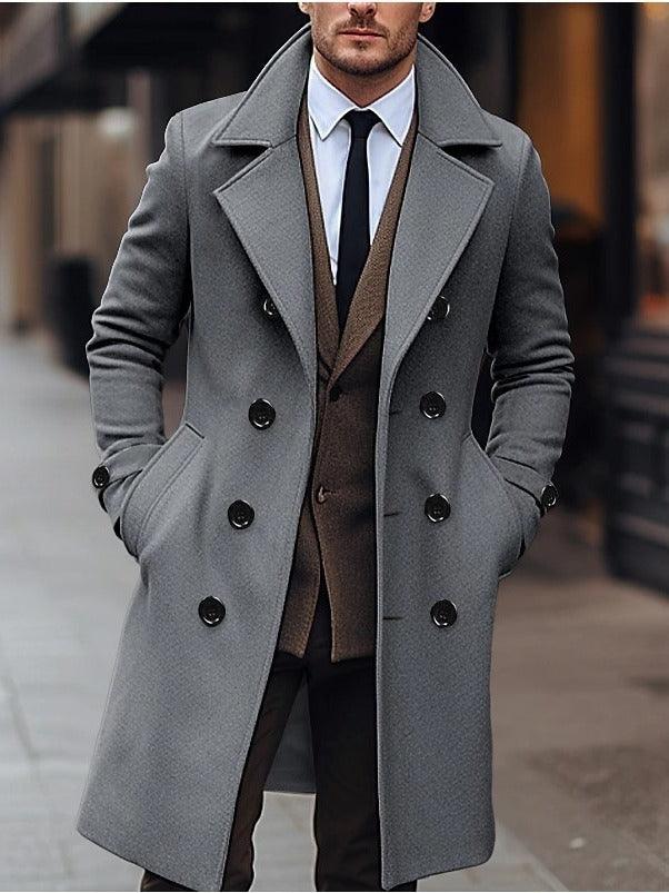 Fall Winter Men Woolen Coat Double Breasted Long-shopluxelook.store