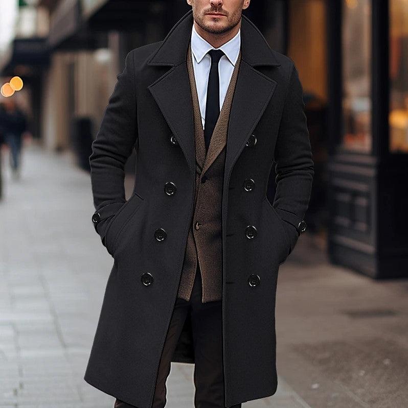 Fall Winter Men Woolen Coat Double Breasted Long-shopluxelook.store