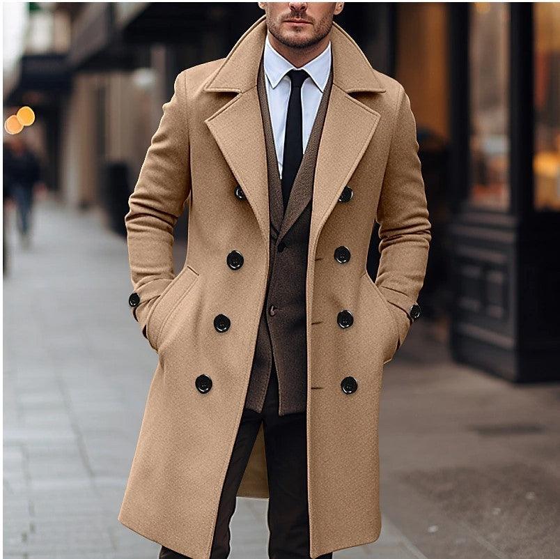 fall-winter-men-woolen-coat-double-breasted-long-Fall Winter Men Woolen Coat Double Breasted Long-shopluxelook.store