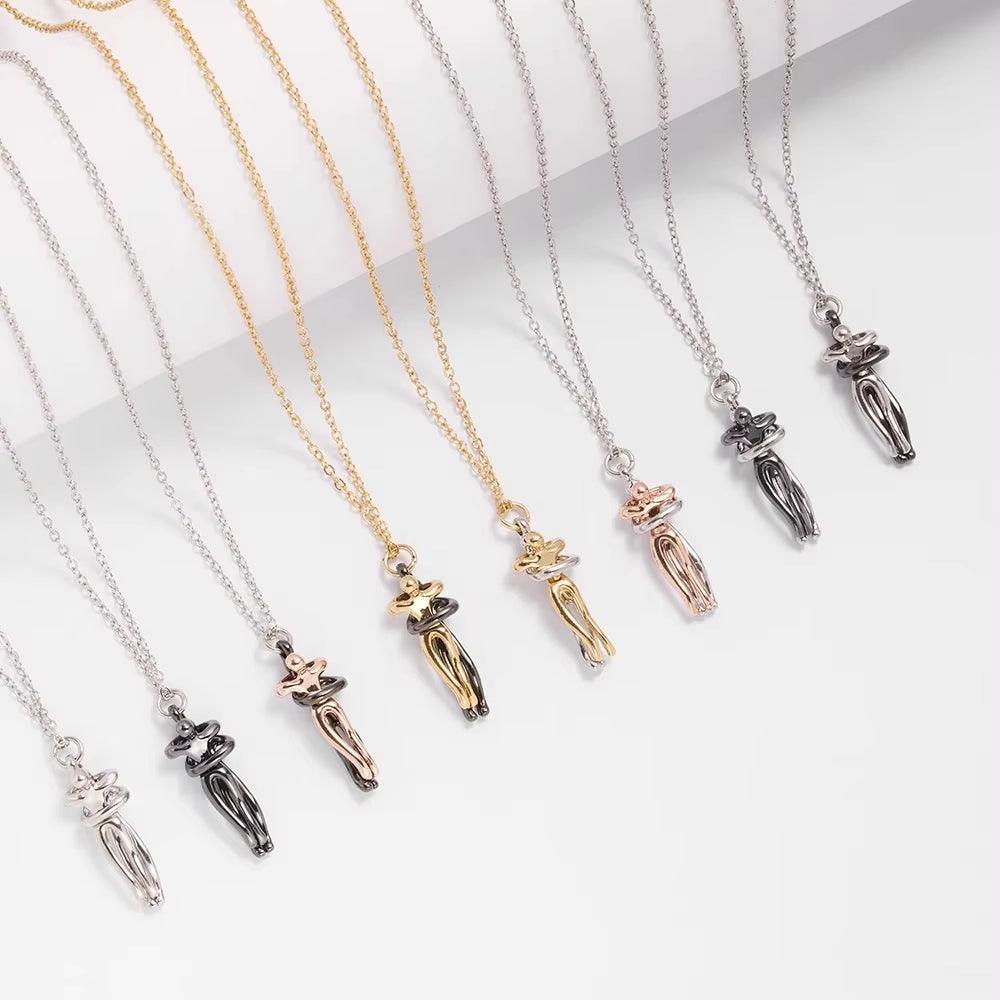 fashion necklace-Fashion Hugging Necklace Jewelry Choker Hug Pendant Chain Men Necklaces for Lover Women Couple Men Lady Female Male Gift-shopluxelook.store