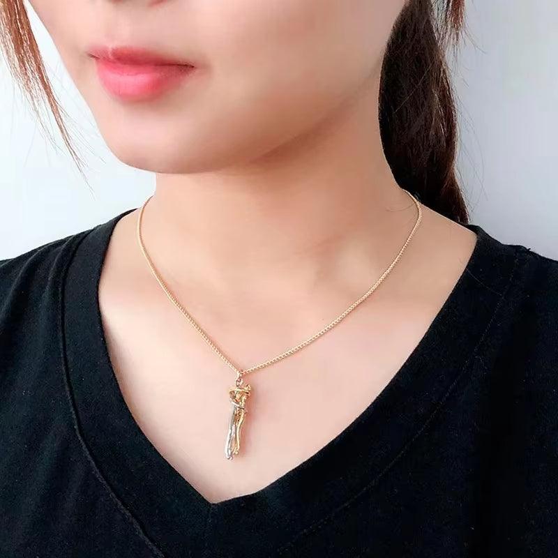 Fashion Hugging Necklace Jewelry Choker Hug Pendant Chain Men Necklaces for Lover Women Couple Men Lady Female Male Gift-shopluxelook.store