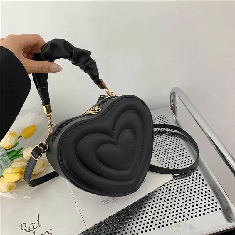 Fashion Love Heart Shape Shoulder Bag Small Handbags Designer Crossbody Bags for Women Solid Pu Leather Top Handle Bag-shopluxelook.store