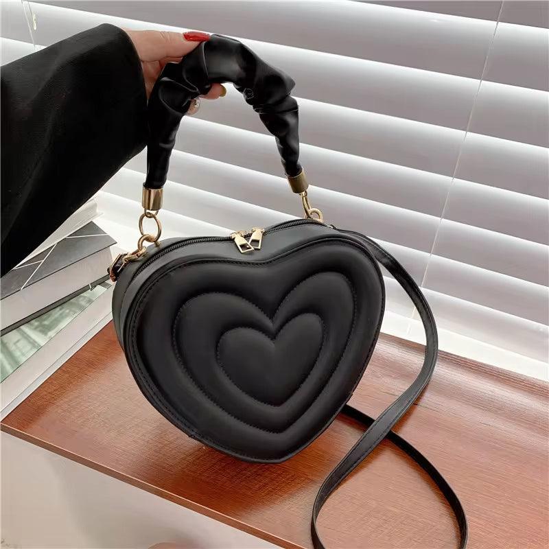 Fashion Love Heart Shape Shoulder Bag Small Handbags Designer Crossbody Bags for Women Solid Pu Leather Top Handle Bag-shopluxelook.store