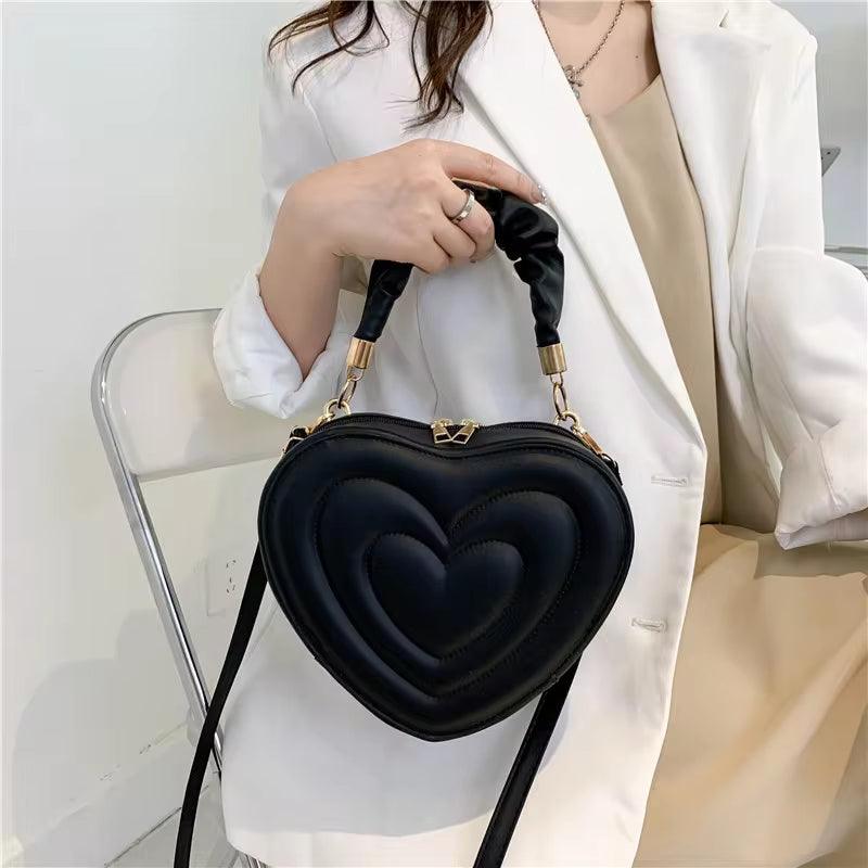 Fashion Love Heart Shape Shoulder Bag Small Handbags Designer Crossbody Bags for Women Solid Pu Leather Top Handle Bag-shopluxelook.store