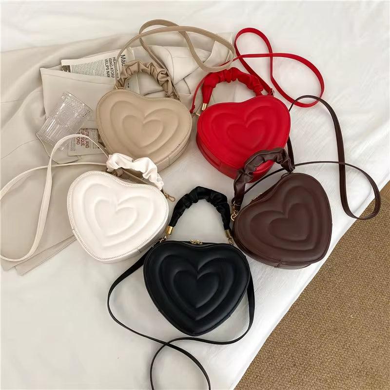 Fashion Love Heart Shape Shoulder Bag Small Handbags Designer Crossbody Bags for Women Solid Pu Leather Top Handle Bag-shopluxelook.store