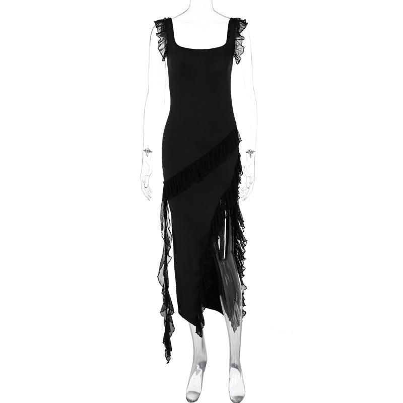 female summer dress-Female Summer Fashionable Stringy Selvedge Stitching Temperament Dress-shopluxelook.store