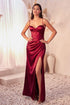 Fitted Satin Bustier Draped Gown-shopluxelook.store