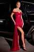 Fitted Stretch Satin Gown With Keyhole Detail-shopluxelook.store