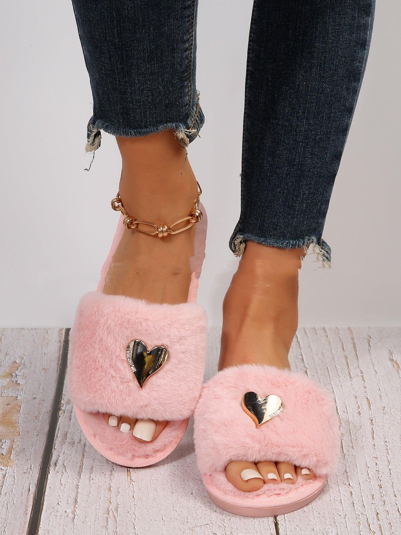 fluffy slipper-Fluffy Slipper Fall Winter Warm Home Fur Furry Slippers Women Plush Shoes Indoor House Fuzzy Flip Flops Female Padded Fleece Living Bedroom-shopluxelook.store