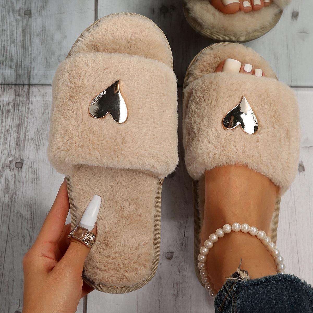 fluffy slipper-Fluffy Slipper Fall Winter Warm Home Fur Furry Slippers Women Plush Shoes Indoor House Fuzzy Flip Flops Female Padded Fleece Living Bedroom-shopluxelook.store