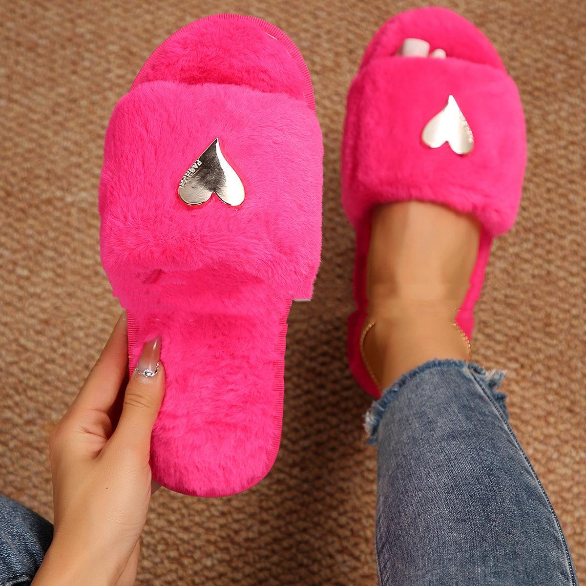 Fluffy Slipper Fall Winter Warm Home Fur Furry Slippers Women Plush Shoes Indoor House Fuzzy Flip Flops Female Padded Fleece Living Bedroom-shopluxelook.store