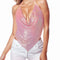 Halter Top Dark Pink Metal Mesh for Women-shopluxelook.store