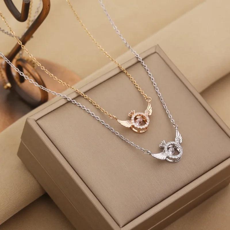 Heart-Beating Clavicle Chain with Smart Angel Wing-shopluxelook.store