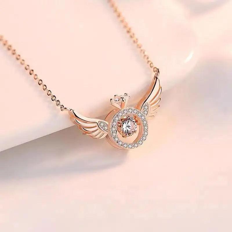 Heart-Beating Clavicle Chain with Smart Angel Wing-shopluxelook.store