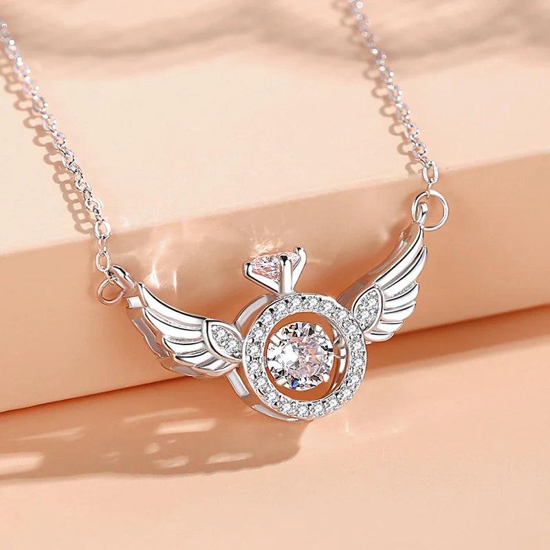 Heart-Beating Clavicle Chain with Smart Angel Wing-shopluxelook.store