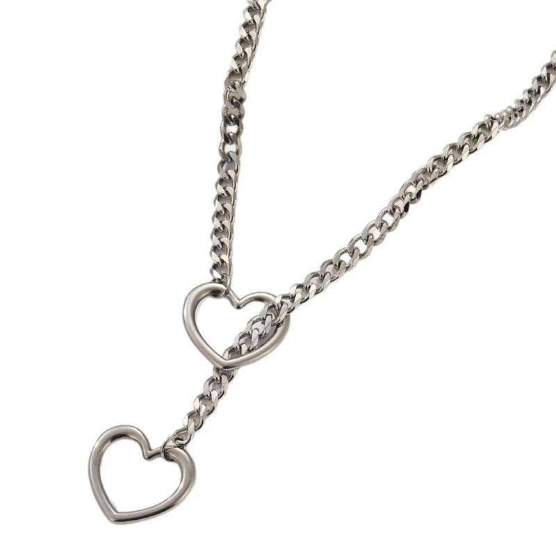 Heart O-Ring Punk Rock Cuban Long Necklace-shopluxelook.store