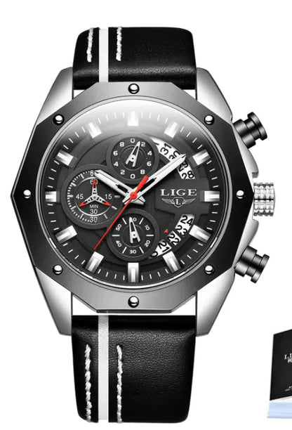 Luxury Silicone Sport Chronograph Watch - Belt Silver Black