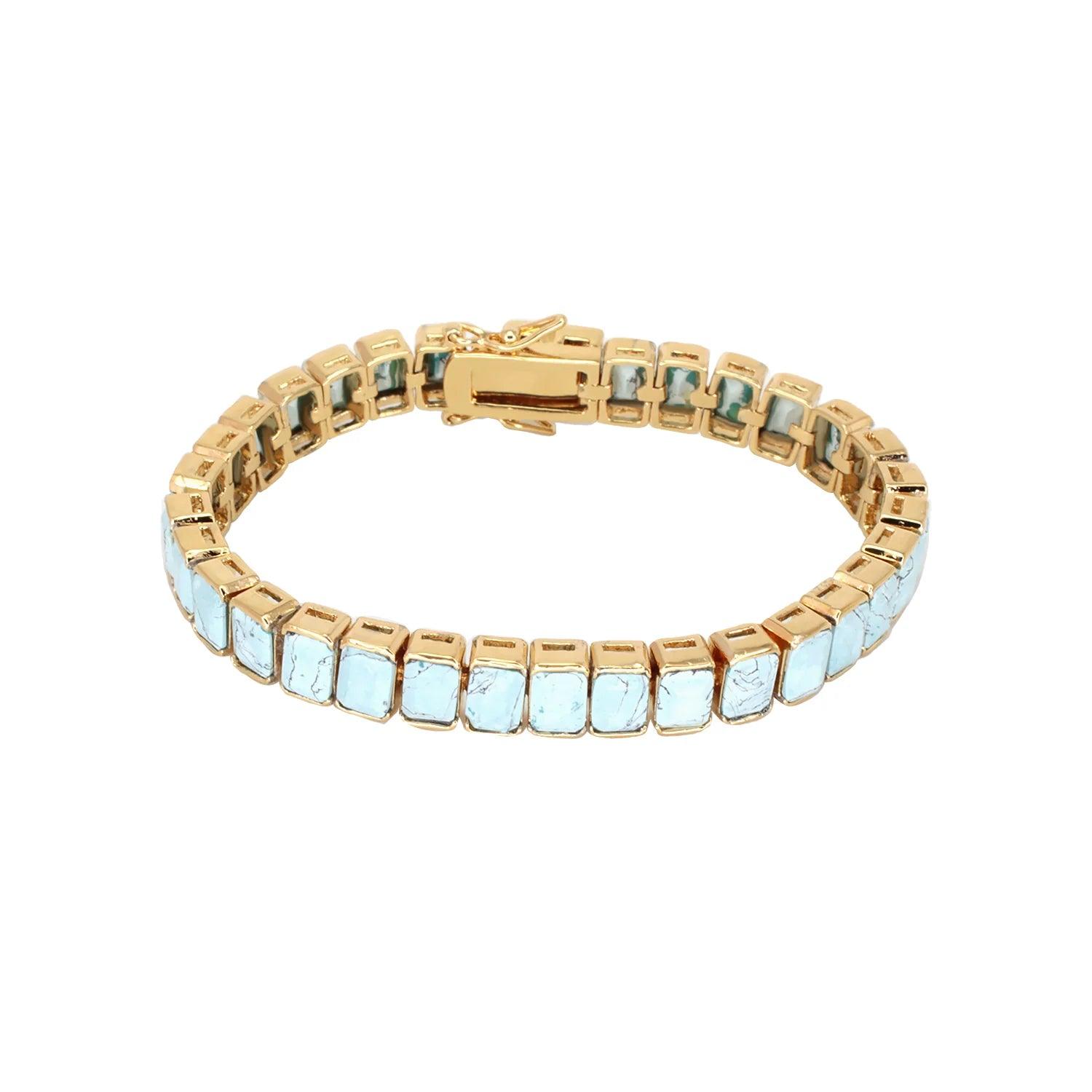 turquoise bracelet-Lga Turquoise Rectangular Bracelet-shopluxelook.store