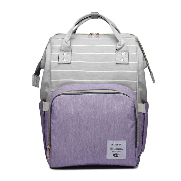 Fashion Maternity Nappy Bag - Purple Stripe