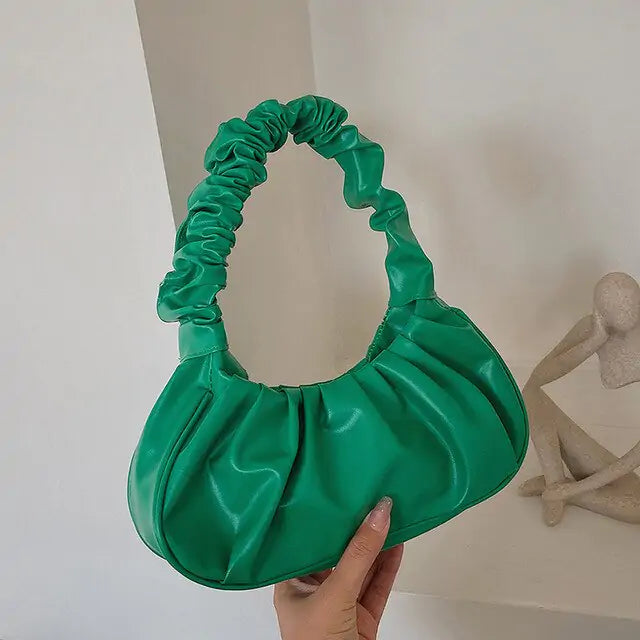 Fashion Cloud Pleated Handbags - Green A